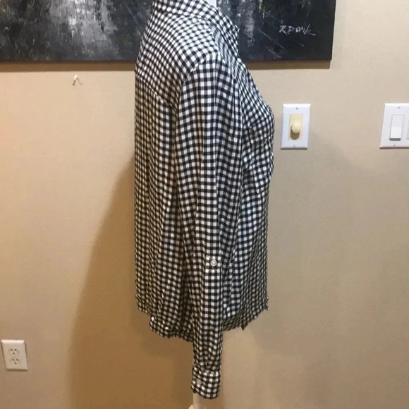 Jones New York Black and White Checked Gingham Button Down Shirt Tie Waist-M - Picture 4 of 11